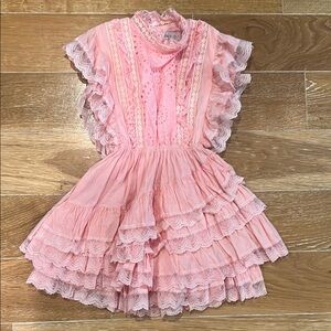 Pink Ruffled Tiered Sundress with Cowl Neck